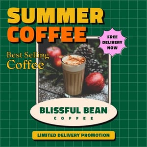 Photoshop Summer Coffee Retro Verdegreen Instagram Post