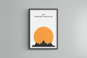 Photoshop Sun Framed A4 Poster Mockup