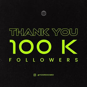 Photoshop Thank You 100k Followers Chespe Neon Instagram Post