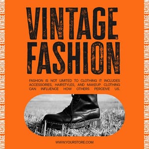 Photoshop Vintage Fashion Orange Background Instagram Post