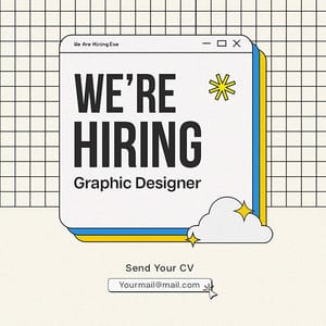 Photoshop We Are Hiring Graphic Designer Retro Instagram Post