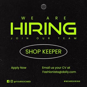 Photoshop We Are Hiring Shop Keeper Chespe Neon Instagram Post