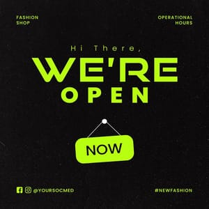 Photoshop We're Open Chespe Neon Instagram Post