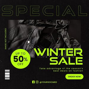 Photoshop Winter Sale Chespe Neon Instagram Post