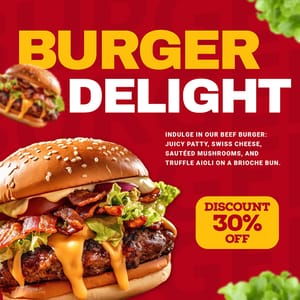 Photoshop Burger Delight Fast Food Instagram Post