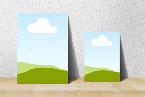 Canva A4 & A5 Poster Mockup Standing on Wood Podium