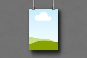 Canva Hanging Poster Mockup Gray Background