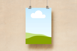 Canva Hanging Poster Mockup on Beige Stucco Wall