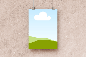 Canva Hanging Poster Mockup on Beige Wall Background