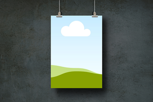 Canva Hanging Poster Mockup on Black Wall Background