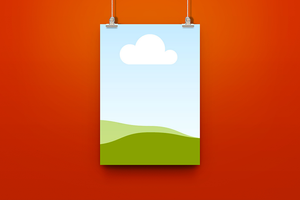 Canva Hanging Poster Mockup on Bold Orange Solid Background