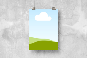 Canva Hanging Poster Mockup on Cracked Wall Background