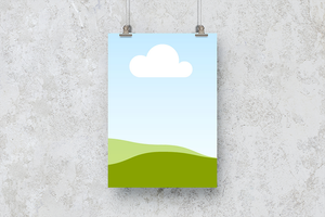 Canva Hanging Poster Mockup on Dirty Wall Background