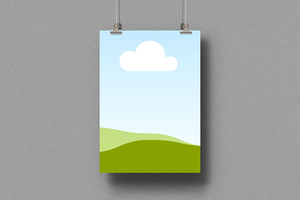 Canva Hanging Poster Mockup on Gray Wall Background