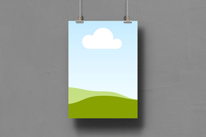 Canva Hanging Poster Mockup on Gray Wall Plaster