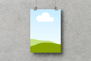 Canva Hanging Poster Mockup on Grey Wall