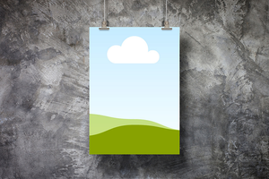 Canva Hanging Poster Mockup on Grunge Wall Background