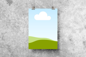 Canva Hanging Poster Mockup on Grunge Wall Background