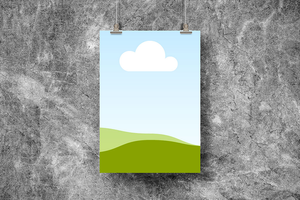 Canva Hanging Poster Mockup on Grunge Wall Texture