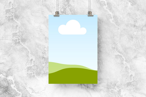 Canva Hanging Poster Mockup on Marble Background