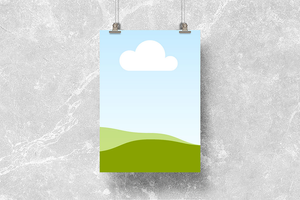 Canva Hanging Poster Mockup on Marble Background