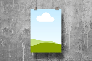 Canva Hanging Poster Mockup on Paint Drop Wall