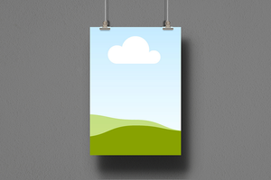 Canva Hanging Poster Mockup on Plain Wall