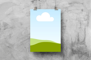 Canva Hanging Poster Mockup on Plaster Wall Background