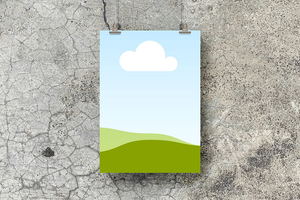 Canva Hanging Poster Mockup on Stone Wall Texture