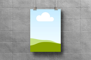 Canva Hanging Poster Mockup on Stone Wall Tile