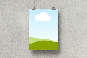 Canva Hanging Poster Mockup on Stucco Background