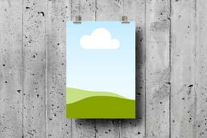 Canva Hanging Poster Mockup on Wall Tile Texture