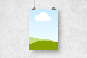 Canva Hanging Poster Mockup on White Grunge Wall