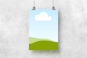 Canva Hanging Poster Mockup on White Wall Background