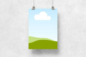 Canva Hanging Poster Mockup on White Wall