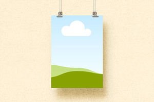 Canva Minimal Hanging Poster Mockup on Beige Wall