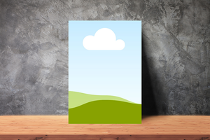 Canva Stand Poster Mockup on Realistic Rustic Plaster Wall