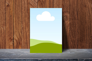 Canva Stand Poster Mockup on Wooden Background