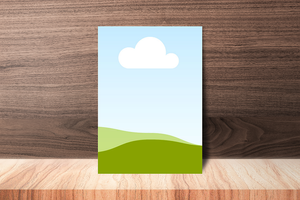 Canva Stand Poster Mockup on Wooden Background