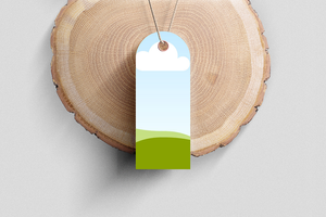 Canva Tag Mockup on Wooden Cut