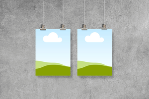 Canva Two Hanging Poster Mockup on Wall Background