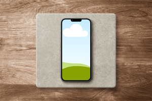 Canva iPhone 13 Pro Mockup on Concrete Podium