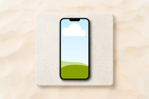 Canva iPhone 13 Pro Mockup on Minimal Podium Sand