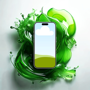 Canva iPhone 15 Pro Mockup On Splash Green Slime