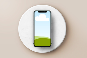 Canva iPhone X Mockup on Marble Podium