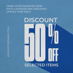 Photoshop Discount 50% Off Blue Instagram Post