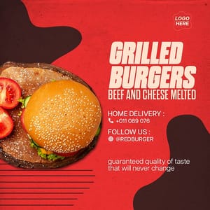 Photoshop Grilled Burgers Instagram Post