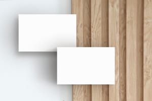 Image Two Business Card On Wooden Background Mockup