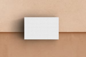 PNG Business Card On Brown Texture Wood Mockup