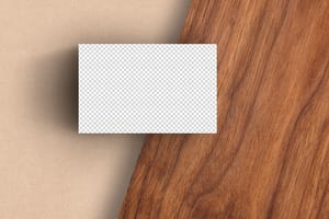 PNG Business Card On Paper & Wood Mockup